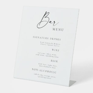 Rustic Elegant Wedding Bar Menu Tabletop Sign