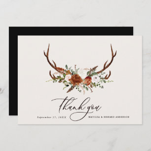 Rustic elegant wedding thank you black stag
