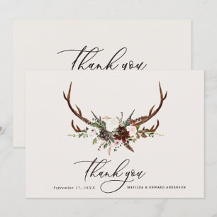 Rustic elegant wedding thank you  botanical card