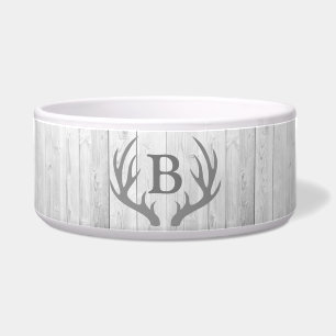Rustic Elegant White Wood Deer Antlers Monogram