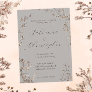 Rustic Elegant Wildflowers Script Wedding Invitation