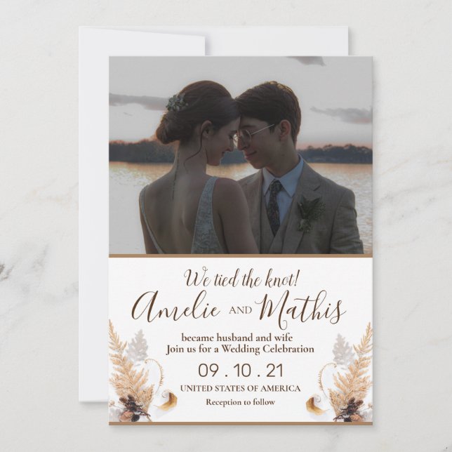 Rustic elegant with photo wedding Invitation (Front)