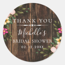 Rustic Elegant Wood Bridal Shower Thank You