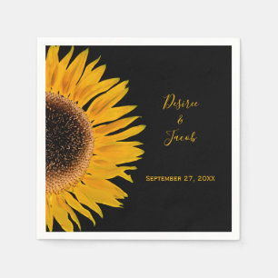 Rustic Elegant Yellow Black Sunflower Wedding Napkin