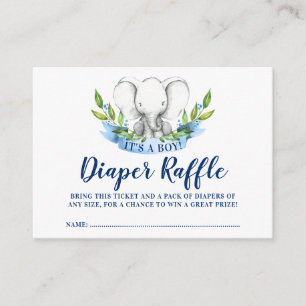 Rustic Elephant Boy Diaper Raffle Ticket Enclosure Card