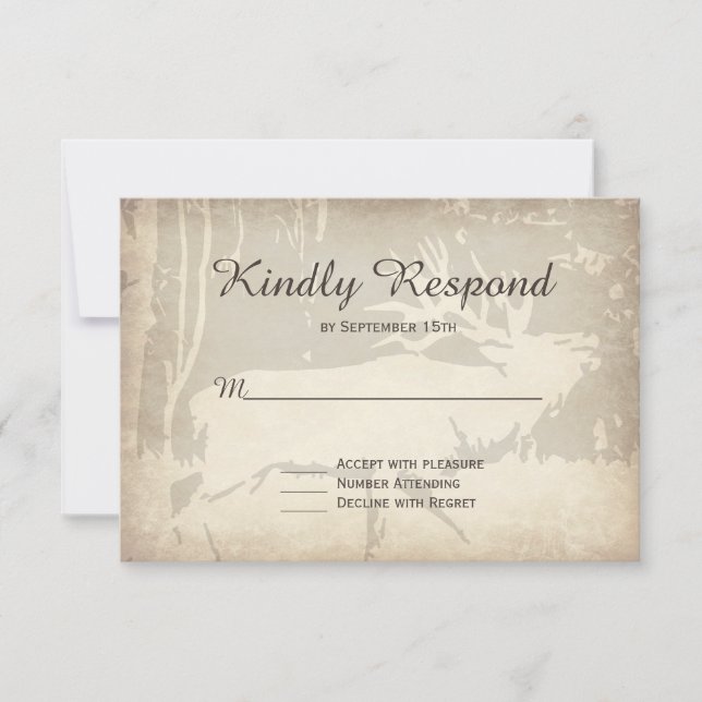 Rustic Elk Chasse Faune Mariage Cartes RSVP (Devant)