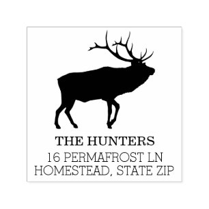 Rustic Elk   Custom Family Name Return Address Self-inking Stamp