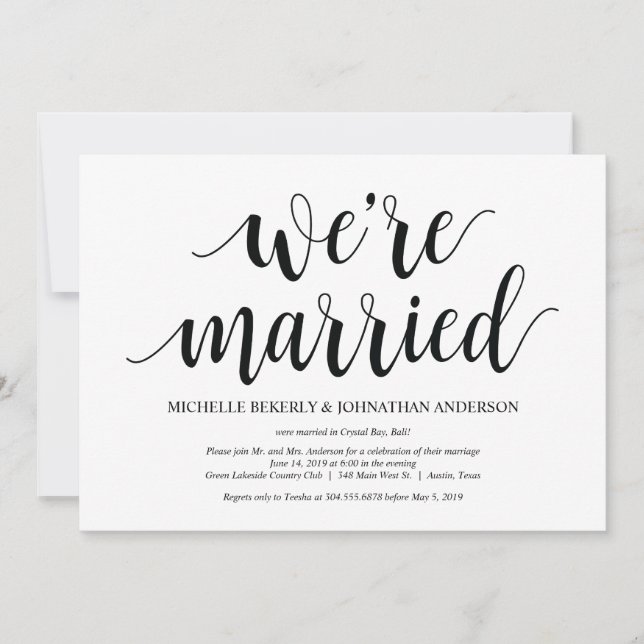 Rustic Elopement Reception Invitation Card (Front)