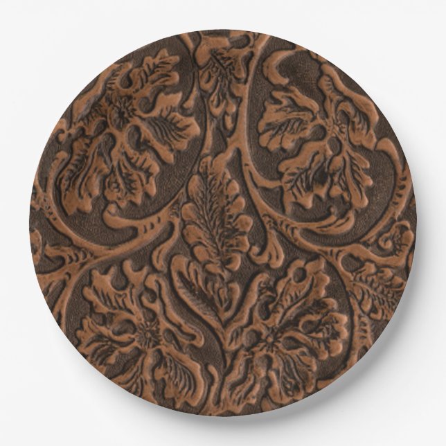 Rustic Embossed Leather Paper Plate (Front)