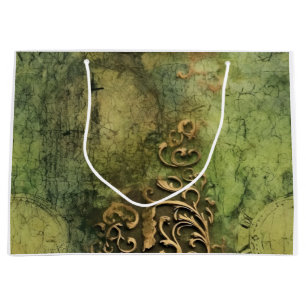 Rustic Emerald Steampunk Machinery Large Gift Bag