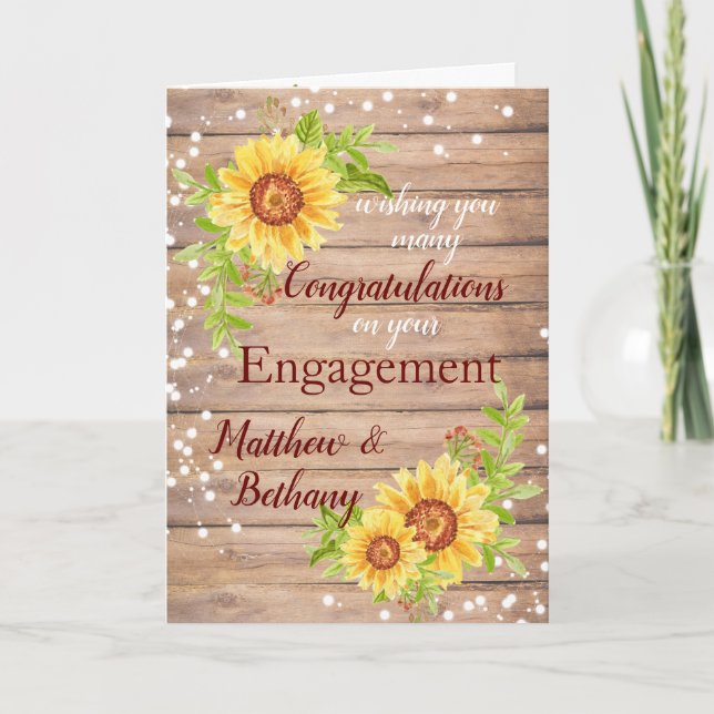 Rustic Engagement Congratulations Floral Card (Front)