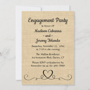 Rustic Engagement Party Burlap Country Wedding Invitation