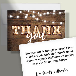 Rustic Engagement Party Thank You Card