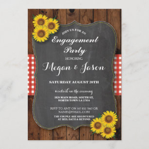 Rustic Engagement Shower Sunflower Chalk Invite
