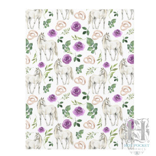 Rustic Equestrian Floral Purple Scrapbook Paper