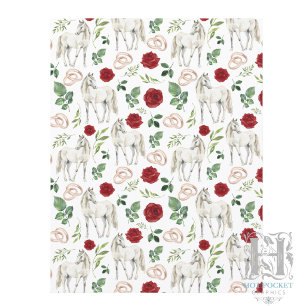 Rustic Equestrian Floral Red Scrapbook Paper