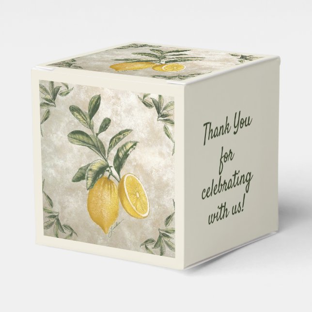 Rustic Etched Vintage Lemons  Favour Box (Front Side)