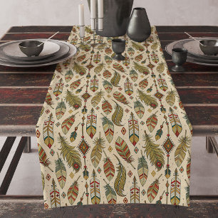 Rustic Ethnic Table Runner Arrows and Feathers