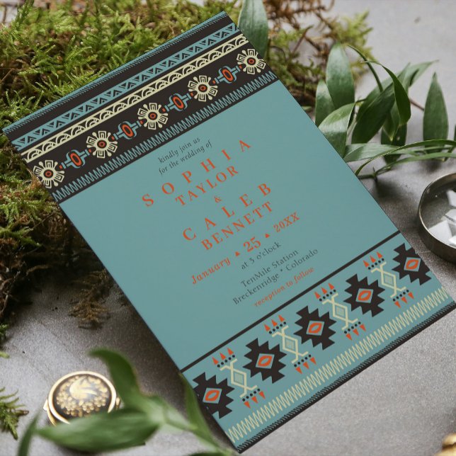 Rustic Ethnic Tribal Winter Wedding Invitation (Creator Uploaded)