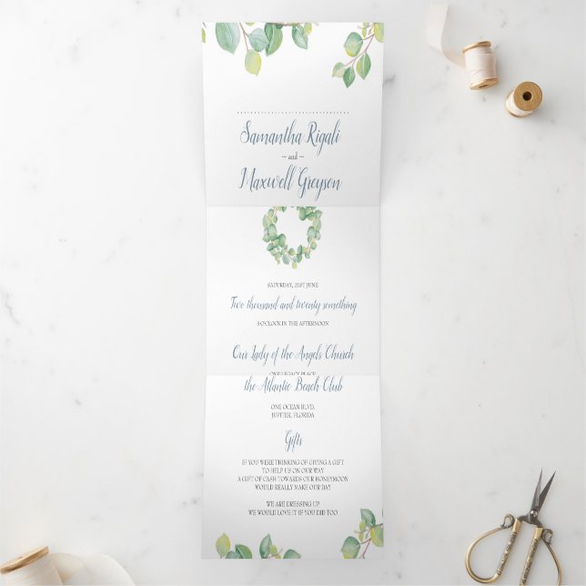 Rustic Eucalyptus All In One Wedding Invite (Inside)