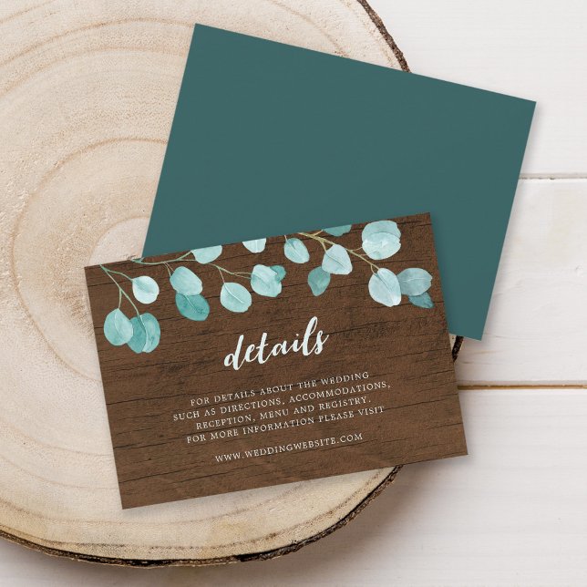 Rustic Eucalyptus and Brown Wood Details Enclosure Card (Creator Uploaded)