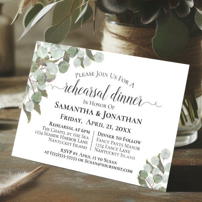 Rustic Eucalyptus and Greenery Rehearsal Dinner Invitation (Creator Uploaded)