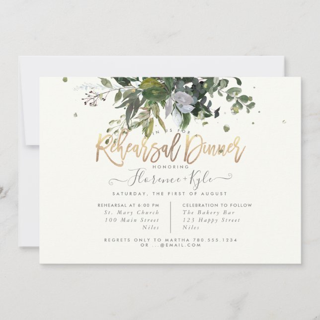 Rustic Eucalyptus, Blue Gum Rehearsal Dinner Invitation (Front)