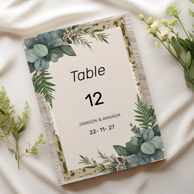 Rustic eucalyptus botanical greenery Table Numbers (Rustic eucalyptus botanical greenery Table Numbers )