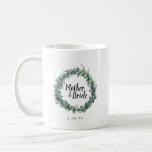 Rustic Eucalyptus Botanical Mother of the Bride Coffee Mug<br><div class="desc">Botanical design features a eucalyptus wreath decorated with navy blue privet berries. Mother of the Bride is written in the centre. Your wedding date below. These are also available for the bride, for the maid of honour, m mother of the groom and flower girl. Buy one for every member of...</div>