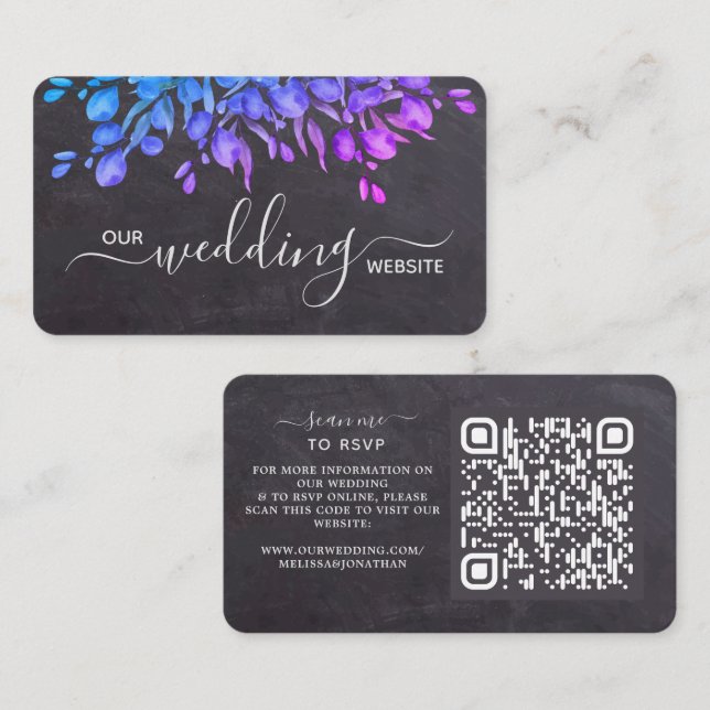 Rustic Eucalyptus Botanical QR Code Wedding RSVP  Business Card (Front/Back)
