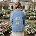 Rustic Eucalyptus Bouquet The Bride Wedding Gift Denim Jacket<br><div class="desc">This wedding themed denim jacket is designed as a gift for the bride or bride to be. It features a rustic boho chic design with a cluster of hand painted watercolor eucalyptus leaves and garden greenery tied with a white satin bow. The title reads "the bride" in script lettering and...</div>