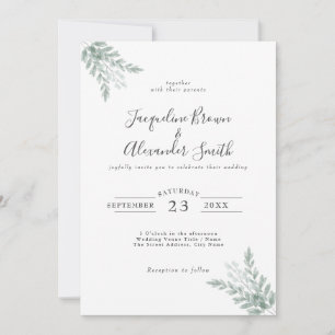 Rustic Eucalyptus Calligraphy Wedding Invitation