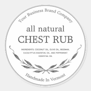Rustic Eucalyptus Camphor Rub Balm Product Label