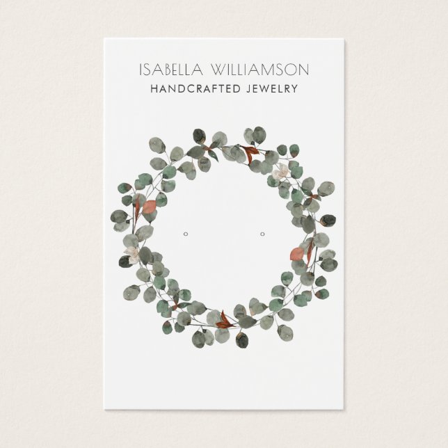 Rustic Eucalyptus Earring Jewellery Display Cards (Front)