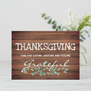 Rustic Eucalyptus  Feeling Grateful  Thanksgiving  Holiday Card