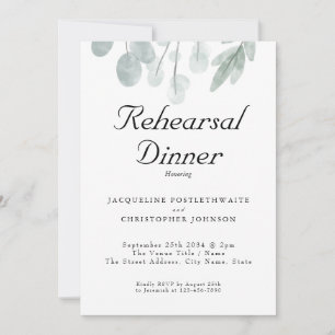 Rustic Eucalyptus Floral Wedding Rehearsal Dinner Invitation