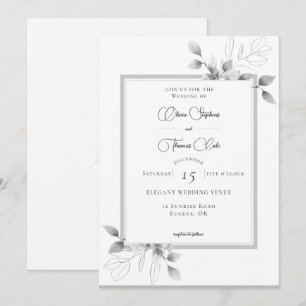 Rustic Eucalyptus Frame Calligraphy Winter Wedding Invitation