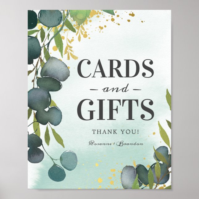 Rustic Eucalyptus Gifts & Cards Wedding Poster (Front)