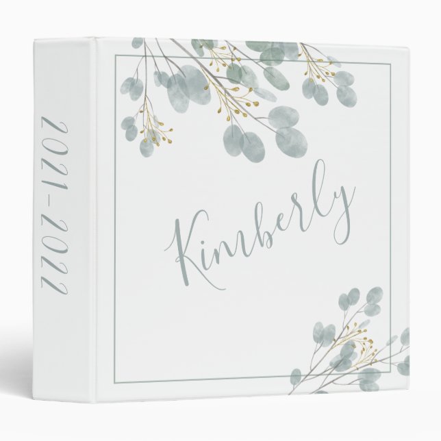 Rustic Eucalyptus Gold Accent with Name Binder (Front/Spine)