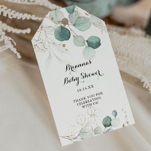 Rustic Eucalyptus Gold Floral Baby Shower Gift Tags