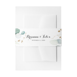 Rustic Eucalyptus Gold Floral Wedding Invitation Invitation Belly Band