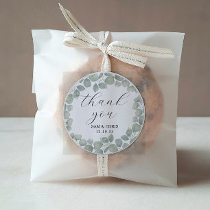 Rustic Eucalyptus Green Wedding Thank You Classic Round Sticker