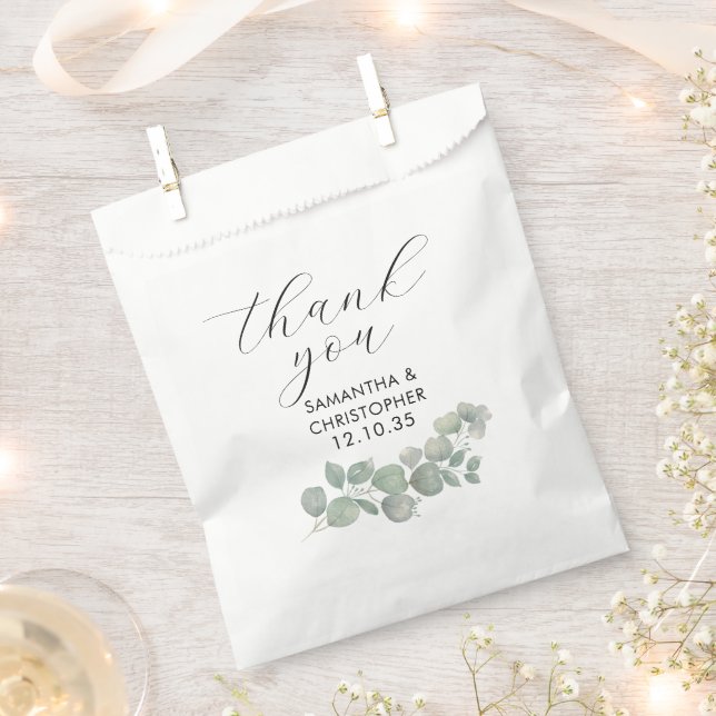 Rustic Eucalyptus Green Wedding Thank You Favour Bag (Clipped)