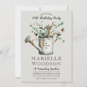Rustic Eucalyptus Greenery 70th Birthday Party  Invitation
