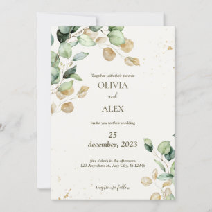 Rustic eucalyptus greenery aesthetic wedding invitation