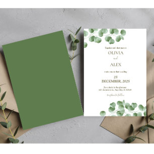 Rustic eucalyptus greenery aesthetic wedding invitation