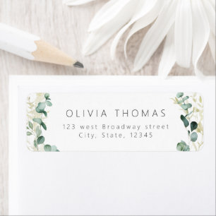 Rustic eucalyptus greenery boho return address