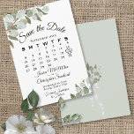 Rustic Eucalyptus Greenery Calendar White Wedding Save The Date<br><div class="desc">This beautiful save the date card will let your friends and family know about your upcoming wedding. It features an elegant boho chic design with a customizable calendar of your wedding month with a heart around your special day, surrounded by eucalyptus leaves and greenery on a white background. There is...</div>