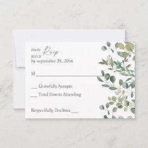 Rustic Eucalyptus Greenery Duo 2 no Meal RSVP Card
