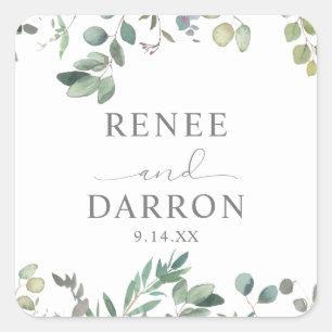Rustic Eucalyptus Greenery Duo 3 Square Sticker